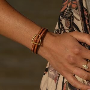 Bracelet étrier double cuir
